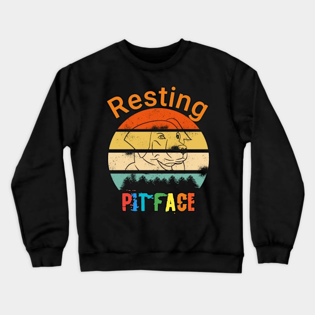 Vintage resting pit face dog Crewneck Sweatshirt by FouadBelbachir46